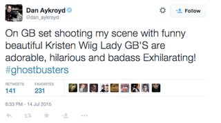Illustration for article titled Dan Aykroyd tweets his involvement in the new Ghostbusters